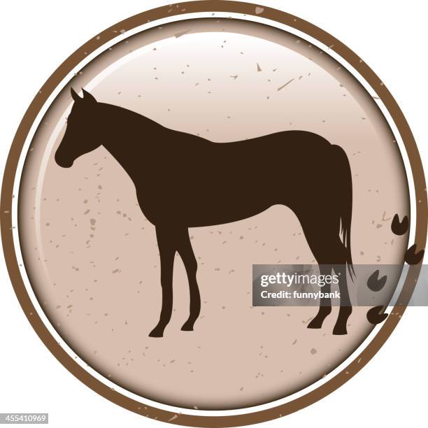 bildbanksillustrationer, clip art samt tecknat material och ikoner med horse silhouette label - mustang wild horse