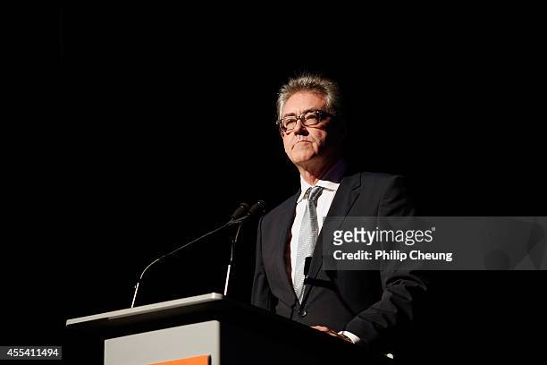 Director and CEO Piers Handling speaks at the "A Little Chaos" premiere during the 2014 Toronto International Film Festival at Roy Thomson Hall on...