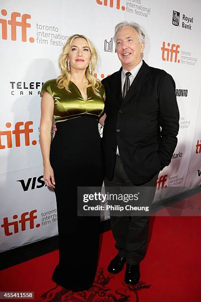 Actress Kate Winslet and actor/Director Alan Rickman attend the "A Little Chaos" premiere during the 2014 Toronto International Film Festival at Roy...