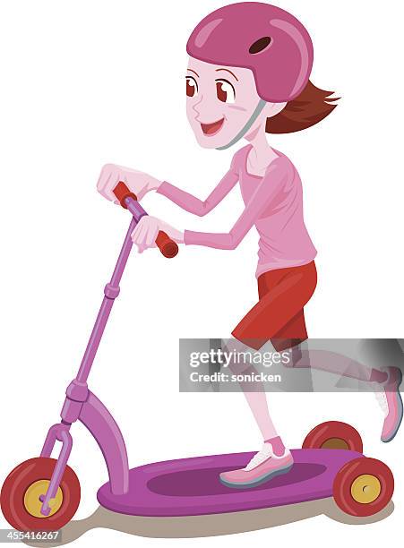 scooter kid - scooter helmet stock illustrations