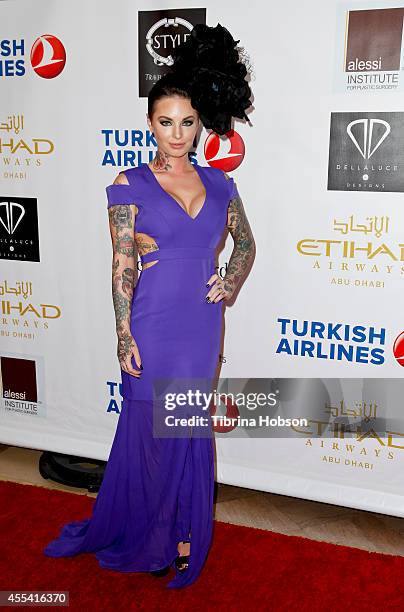 Christy Mack attends the Face Forward gala, supporting victims of domestic abuse at Millennium Biltmore Hotel on September 13, 2014 in Los Angeles,...