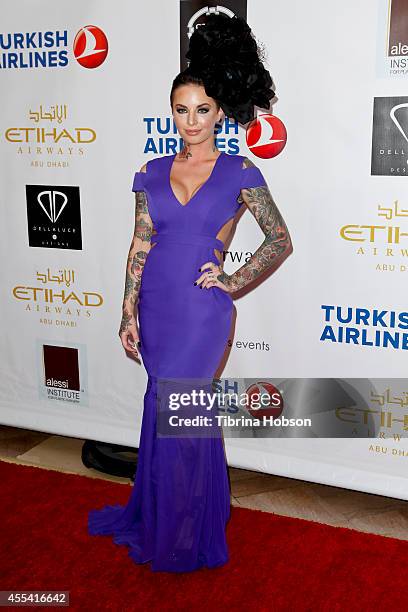 Christy Mack attends the Face Forward gala, supporting victims of domestic abuse at Millennium Biltmore Hotel on September 13, 2014 in Los Angeles,...