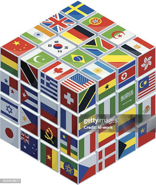 cube with national flags - argentina israel stock illustrations