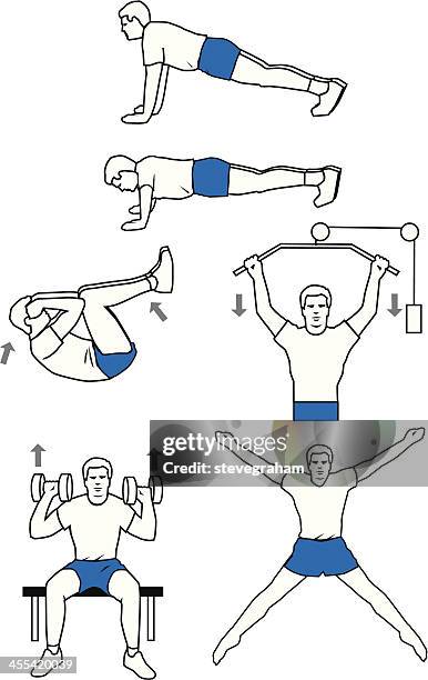 exercises that strengthen - man doing push ups stock illustrations
