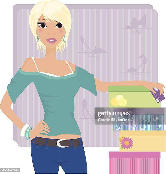 modern shopper - shoe box stock illustrations
