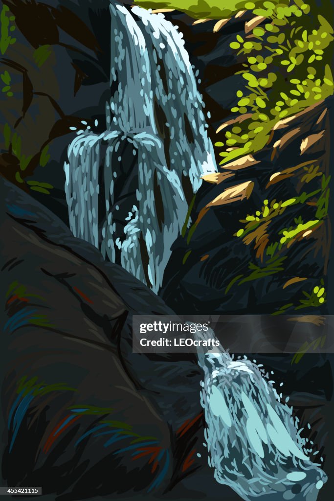Water Falling Graphics Beautiful Water Fall High-Res Vector Graphic - Getty Images