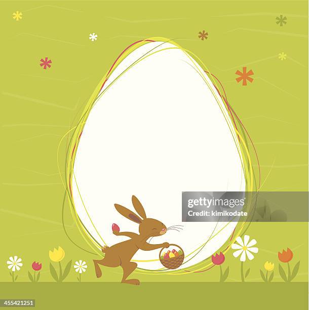 easter bunny card - easter bunny with eggs stock illustrations