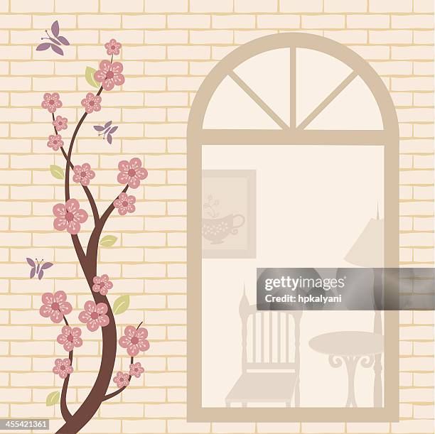 fresh air window - empty loft apartment stock illustrations