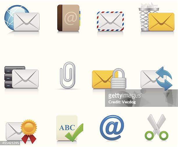 ilustraciones, imágenes clip art, dibujos animados e iconos de stock de maco conjunto de iconos de correo electrónico / - firma digital
