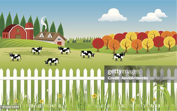 country farm - pasture stock illustrations
