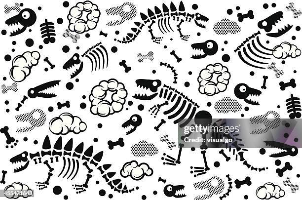 dinosaurier-fossil, leinentextur - skulls wallpaper stock-grafiken, -clipart, -cartoons und -symbole