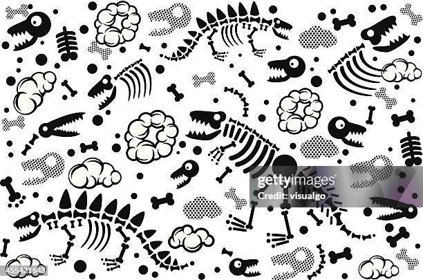 dinosaurier-fossil, leinentextur - tierknochen stock-grafiken, -clipart, -cartoons und -symbole