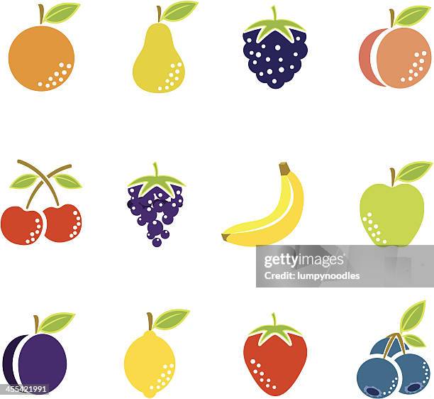 bildbanksillustrationer, clip art samt tecknat material och ikoner med simple fruit icons - apelsin
