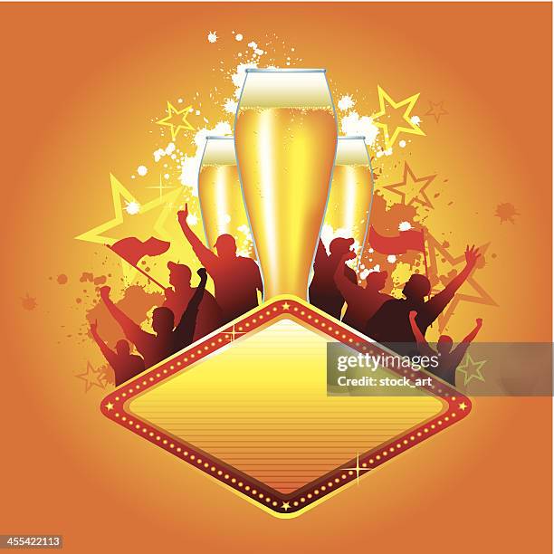 fans with beer - stadium crowd stock illustrations