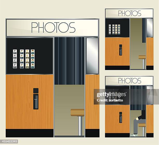 retro photo booth - passport sized photograph stock illustrations