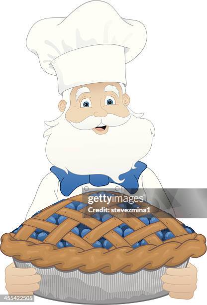 chef with blueberry pie - blueberry pie stock illustrations