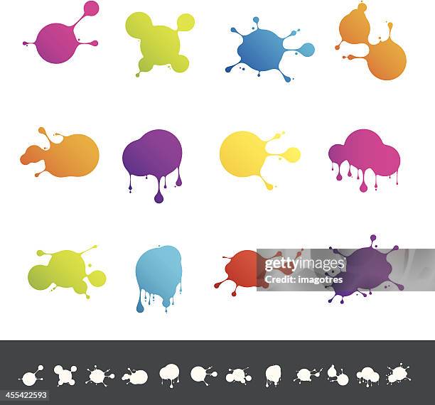 colored ink splashes - paint splashing stock illustrations