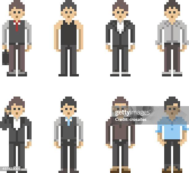 stockillustraties, clipart, cartoons en iconen met pixel art people - business man - 8 bit game