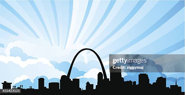 stockillustraties, clipart, cartoons en iconen met silhouette illustration of the st. louis skyline - st louis