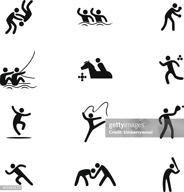 sport icon set - trampoline stock illustrations