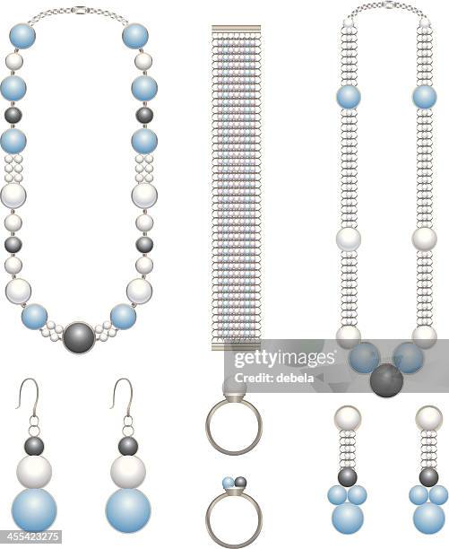 pearl jewelry - black pearl necklace stock illustrations