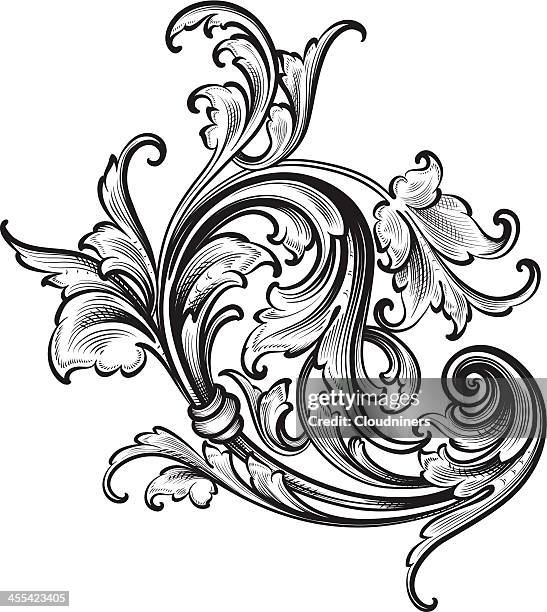 flourish arabesque scrollwork - cross hatching stock illustrations