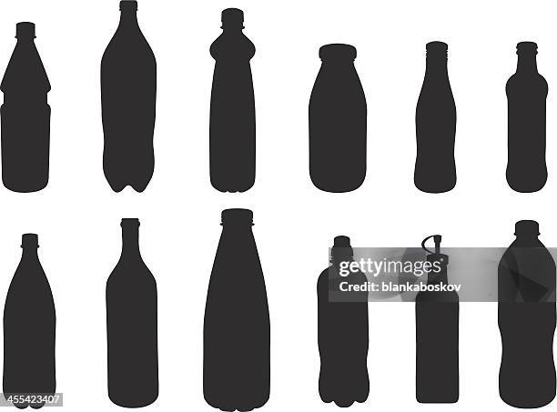 bottle silhouettes - milk bottle illustration stock illustrations