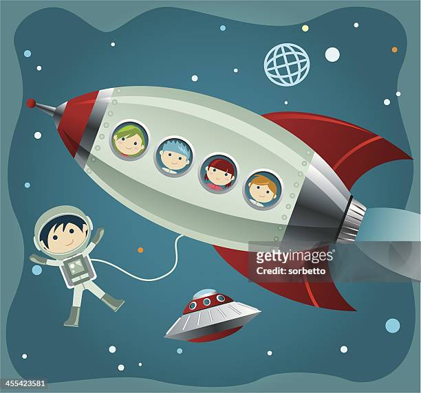 ilustrações, clipart, desenhos animados e ícones de little astronauta - exploração espacial
