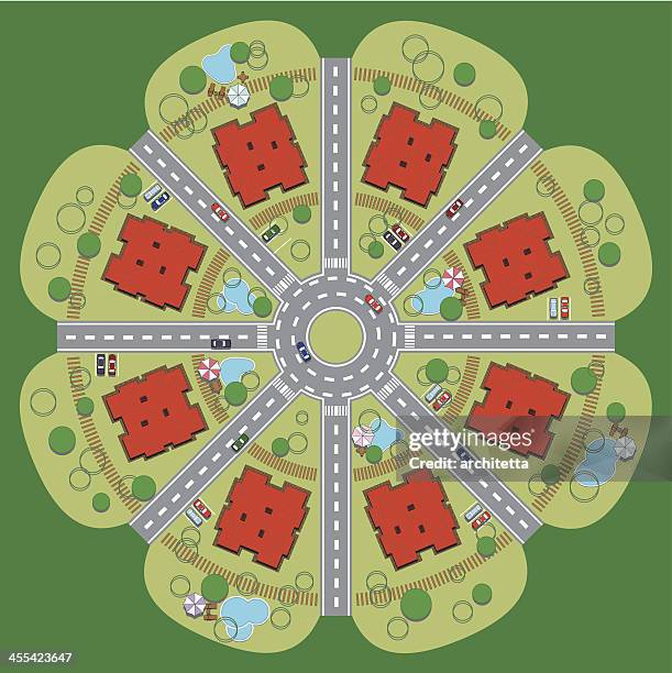 suburb plan - suburban sidewalk stock illustrations