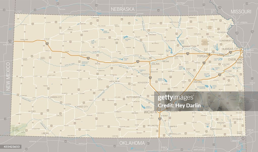 Map showing the roads in Kansas city