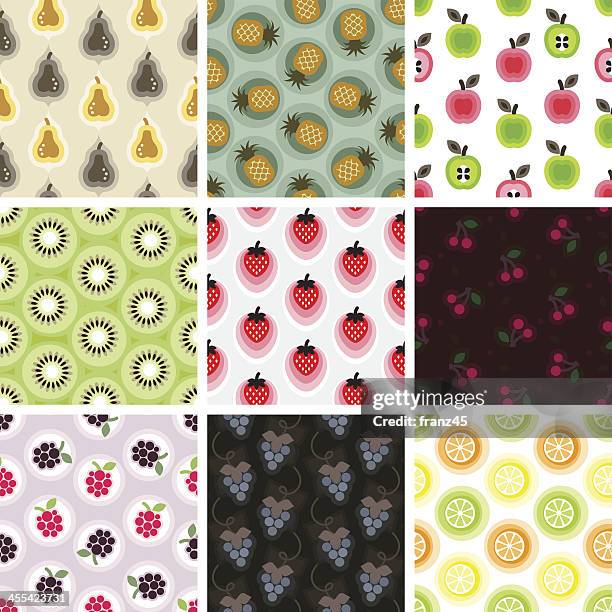 stockillustraties, clipart, cartoons en iconen met seamless pattern - fruits - framboos