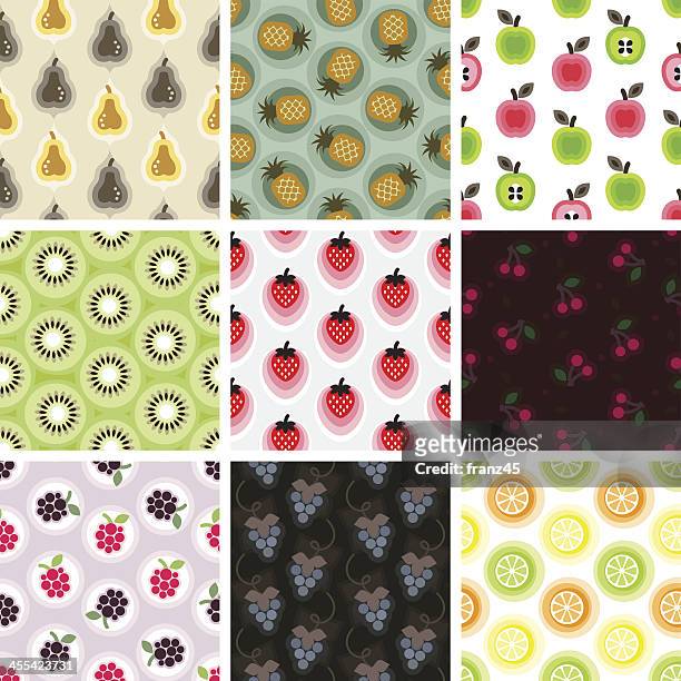seamless pattern - fruits - blackberry fruit stock illustrations