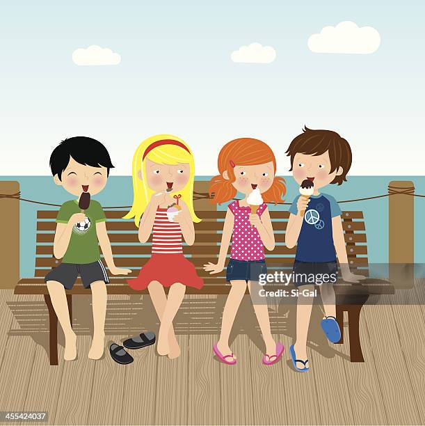 summer fun - bench stock illustrations