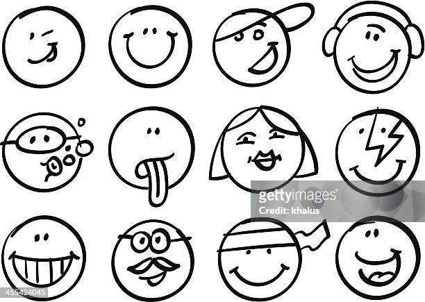 smiley faces collection - smiley faces stock illustrations