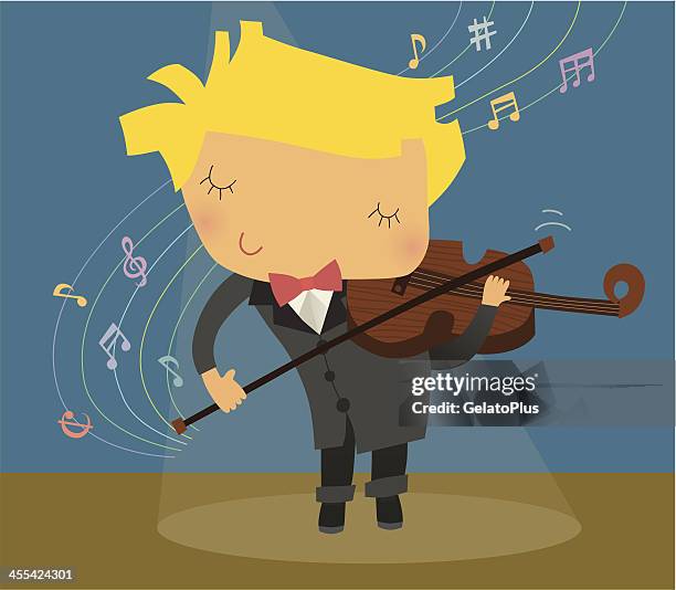 kid playing violin - boy violin stock illustrations