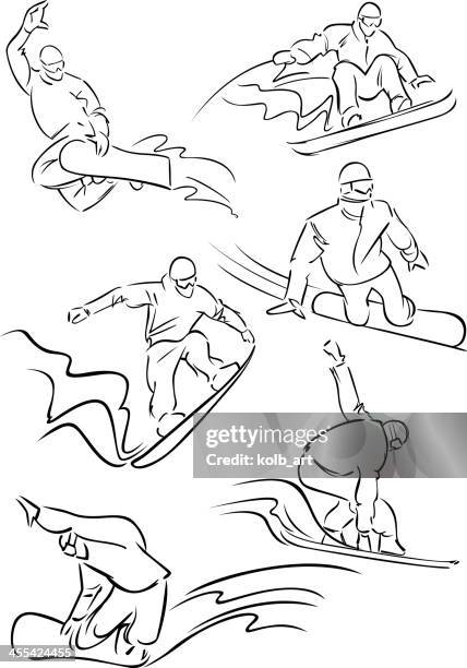 snowboarding figures 1 - snowboarding stock illustrations