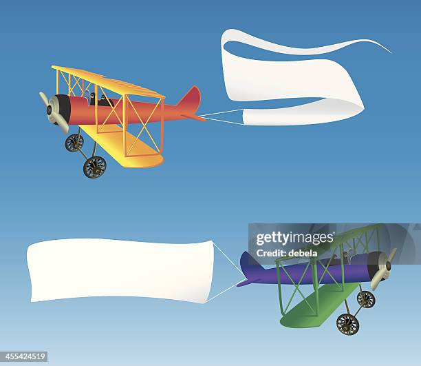 two airplanes - biplane stock illustrations