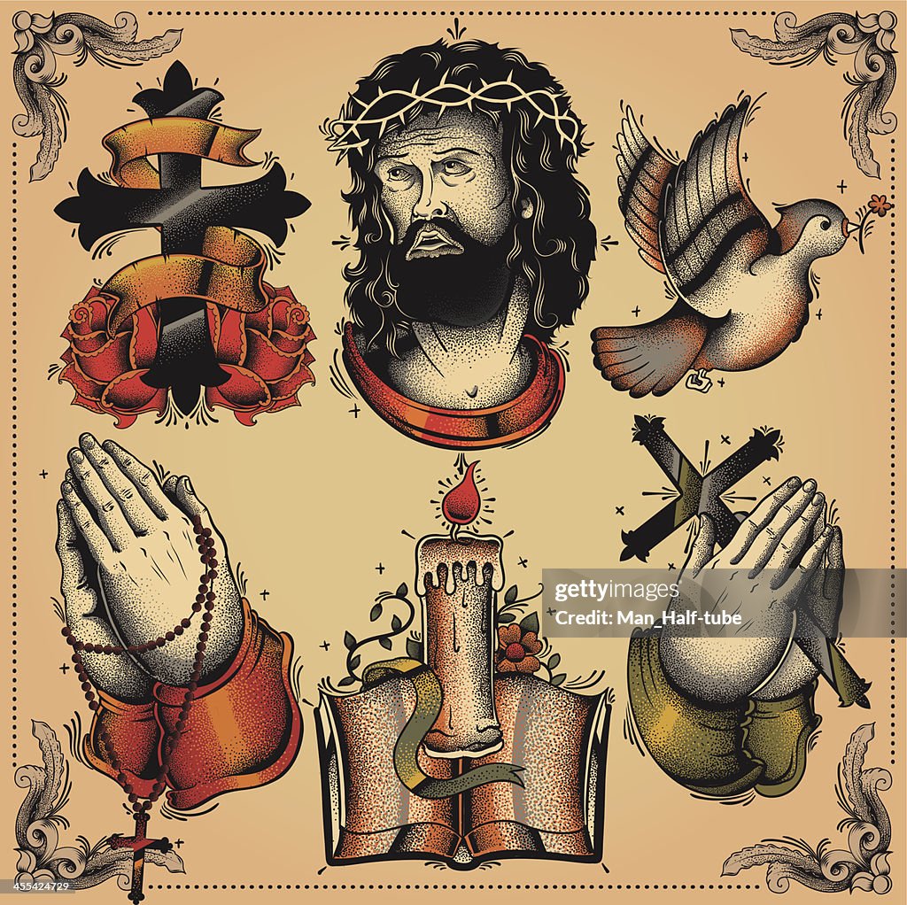 Religious Tattoo Flash High-Res Vector Graphic - Getty Images