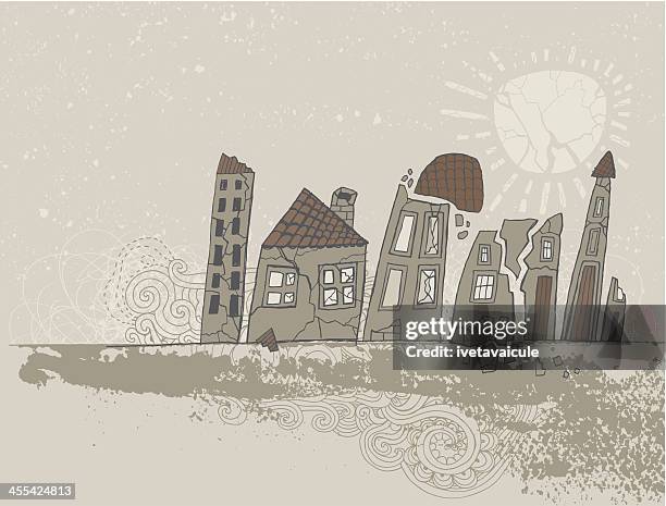 shattered homes - old house stock illustrations