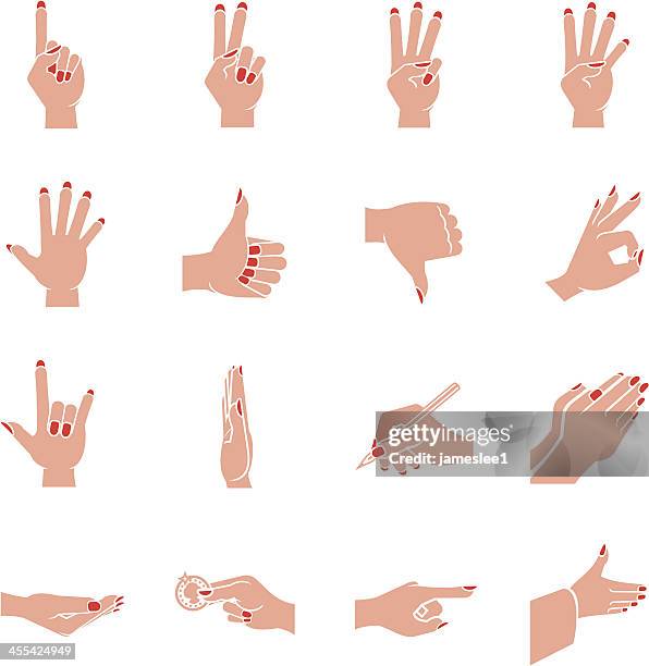 stockillustraties, clipart, cartoons en iconen met female hands - nagellak