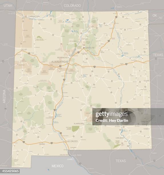 bildbanksillustrationer, clip art samt tecknat material och ikoner med a road map of the state of new mexico - new mexico