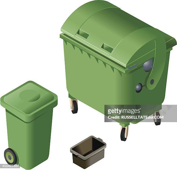 green waste bins - wheelie bin stock illustrations
