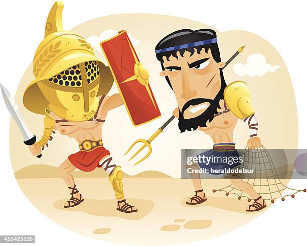 stockillustraties, clipart, cartoons en iconen met roman gladiators - romeinse rijk