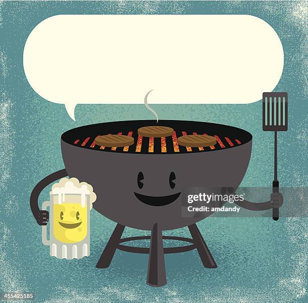 stockillustraties, clipart, cartoons en iconen met beer and grill bff's - burger grill