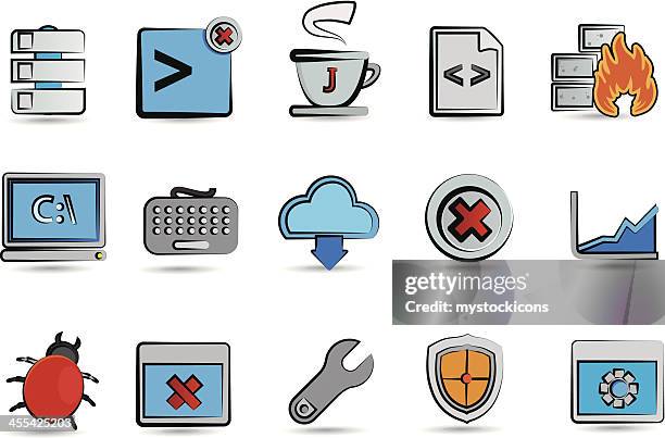 sketch code and programming icons - secure act stock illustrations