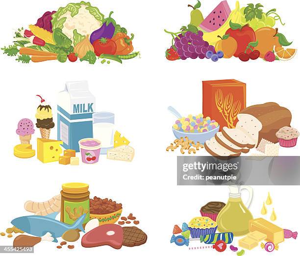 healthy food groups - carrot muffin stock illustrations