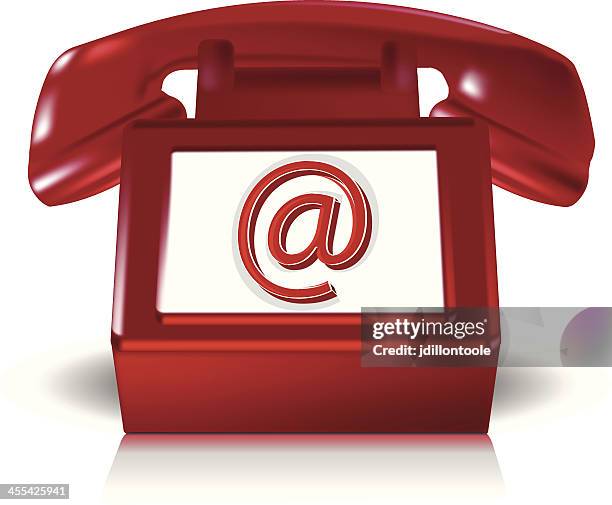 contact information | red phone email - it worker white background stock illustrations