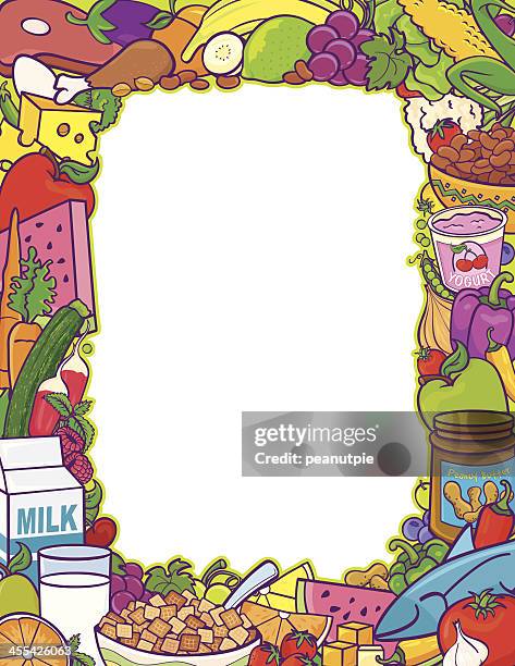 healthy food frame - pea protein beverage stock illustrations