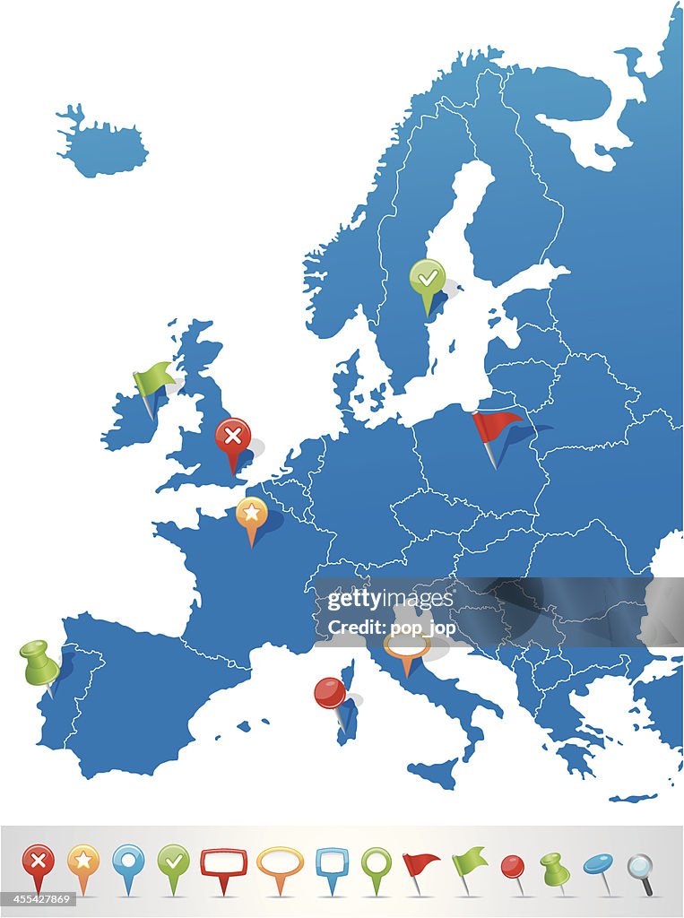 Europa Karte mit navigation Symbole