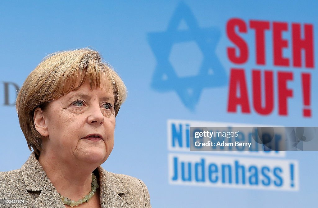 Angela Merkel Speaks At Rally To Protest Against Anti-Semitism